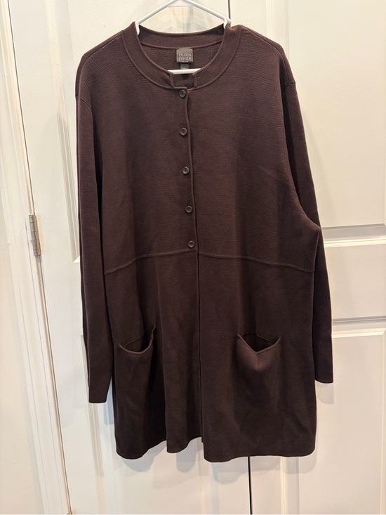 Eileen Fisher Sweaters - Eileen Fisher Silk Cotton Mandarin Collar Cardigan